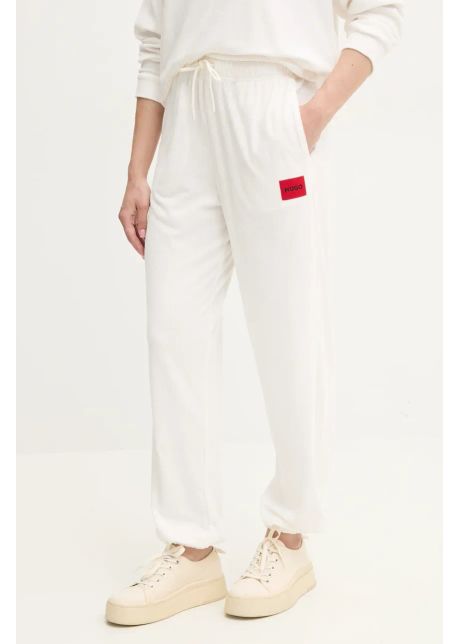 Hugo pantaloni de lounge femei culoarea bej cu imprimeu 50531692