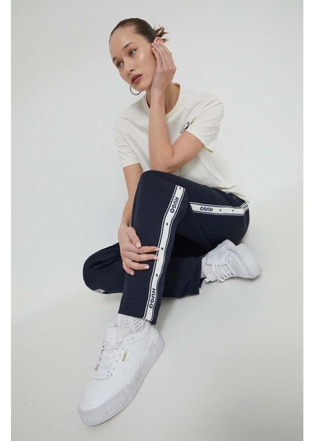 Hugo pantaloni de trening culoarea bleumarin cu imprimeu 50521272