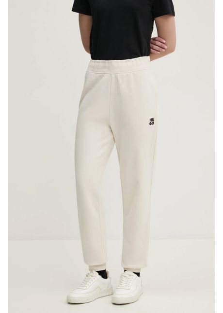 Hugo pantaloni de trening din bumbac culoarea bej uni 50522417