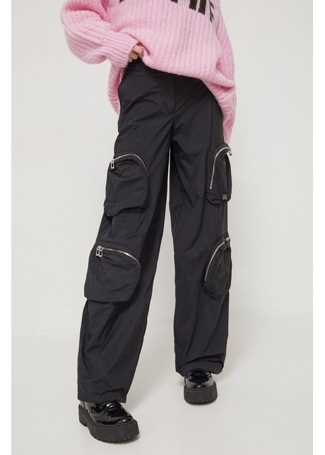 Hugo pantaloni femei culoarea negru lat high waist