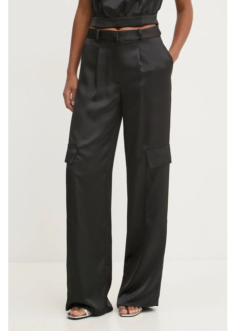Hugo pantaloni femei culoarea negru lat high waist 50530080