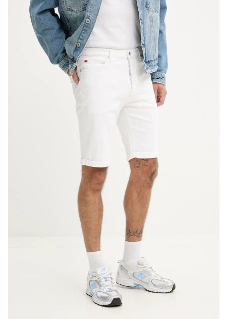 Hugo pantaloni scurti jeans barbati culoarea alb 50537717