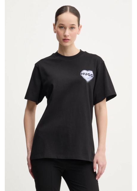 Hugo tricou din bumbac femei culoarea negru 50534545