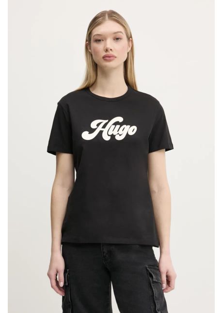 Hugo tricou din bumbac femei culoarea negru 50539101
