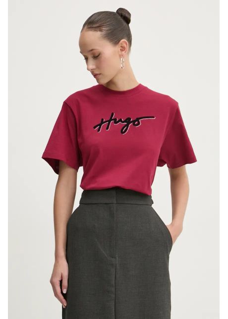 Hugo tricou din bumbac femei culoarea rosu 50528585