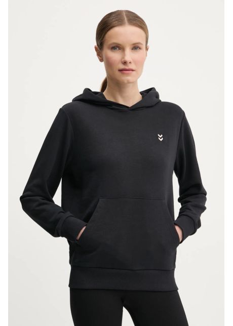 Hummel bluza femei culoarea negru cu glug neted 229313