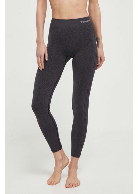 Hummel jambiere de yoga culoarea gri cu imprimeu 210496