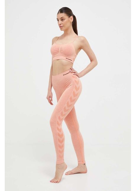Hummel jambiere de yoga culoarea portocaliu cu imprimeu 210496