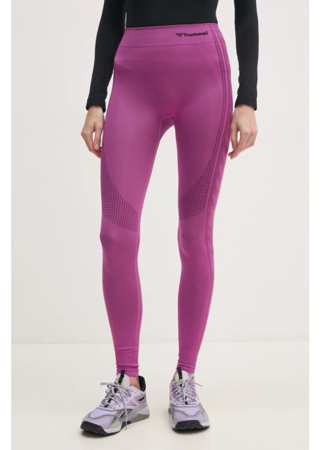 Hummel leggins de antrenament shaping culoarea verde cu imprimeu 216772