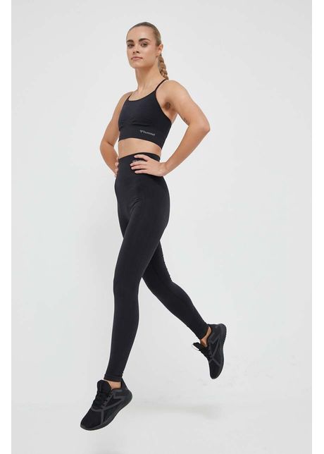 Hummel leggins de antrenament tif culoarea negru neted