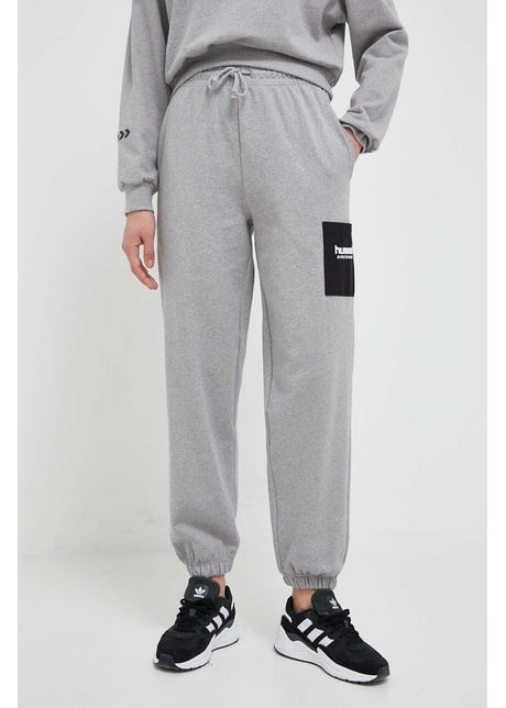 Hummel pantaloni de trening culoarea gri melanj