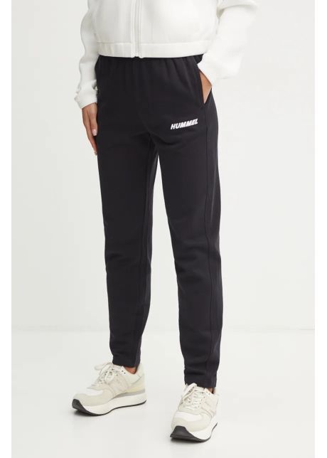 Hummel pantaloni de trening din bumbac culoarea negru cu imprimeu 225891
