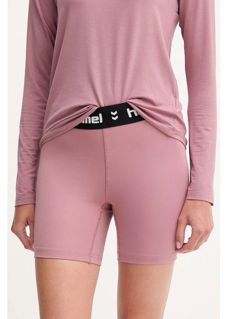 Hummel pantaloni scurți de antrenament culoarea roz, uni, medium waist, 229980