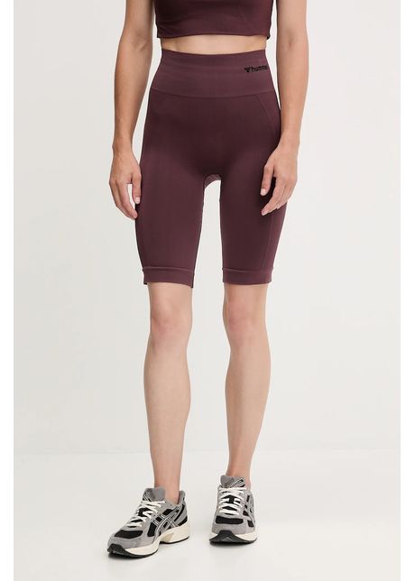 Hummel pantaloni scurți de antrenament Tif culoarea roz, uni, high waist
