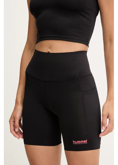 Hummel pantaloni scurți sport culoarea negru, uni, medium waist, 230083