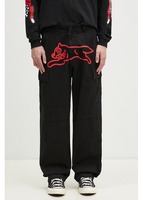 Icecream pantaloni de bumbac running dog cargo pant culoarea negru drept ic24430