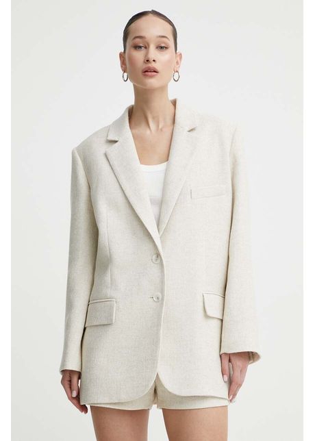 Iro blazer din amestec de in culoarea bej oversize neted