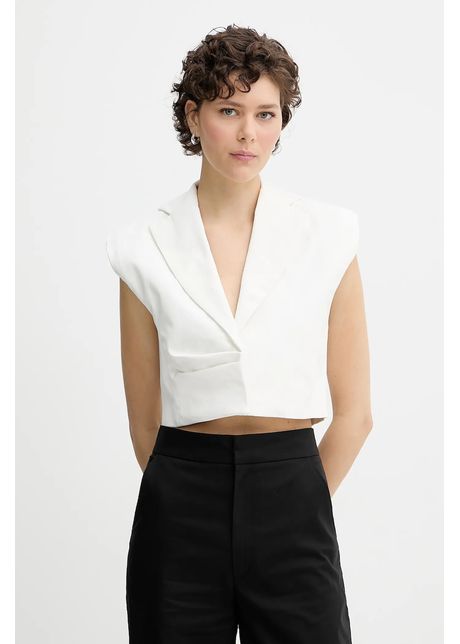 Iro vest din bumbac culoarea alb un singur rand de nasturi wm07balny