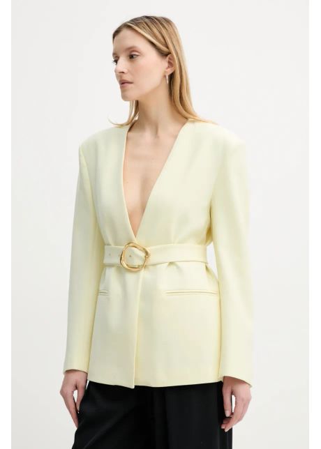 Isabelle blanche sacou culoarea galben un singur rand de nasturi uni is25ss j040 t008