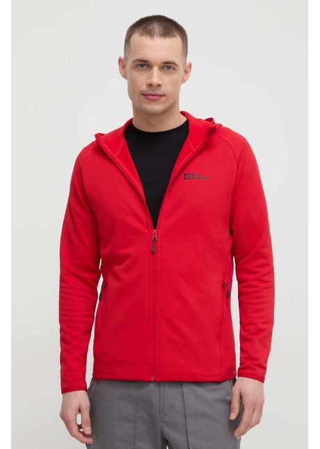 Jack wolfskin hanorac baiselberg culoarea rosu cu glug neted