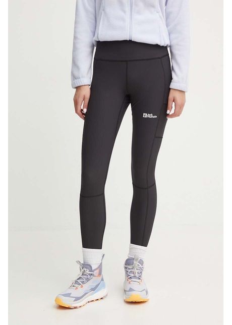 Jack wolfskin leggins sport kammweg femei culoarea negru neted 1509091