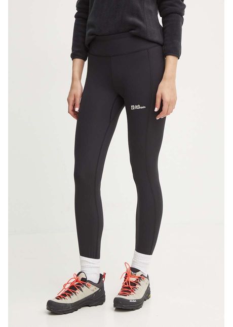 Jack wolfskin leggins sport klintal femei culoarea negru neted 1508901