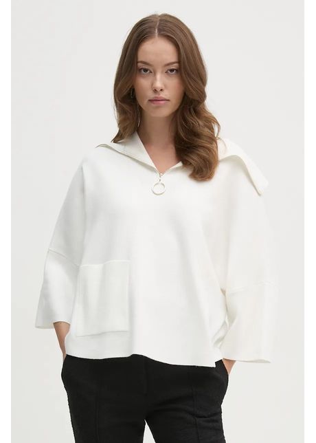 Joseph ribkoff pulover femei culoarea bej light cu guler 243954
