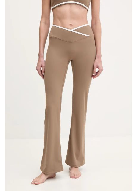Joyinme pantaloni de yoga dual essence culoarea maro cu imprimeu dual essence