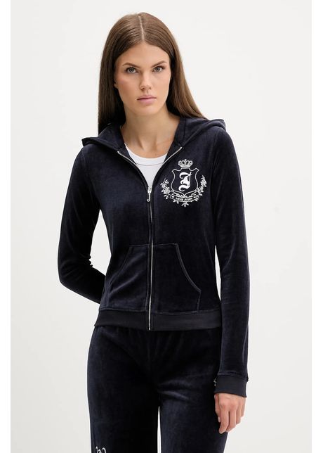 Juicy Couture bluză culoarea bleumarin, cu glugă, cu imprimeu, JCGAS225009