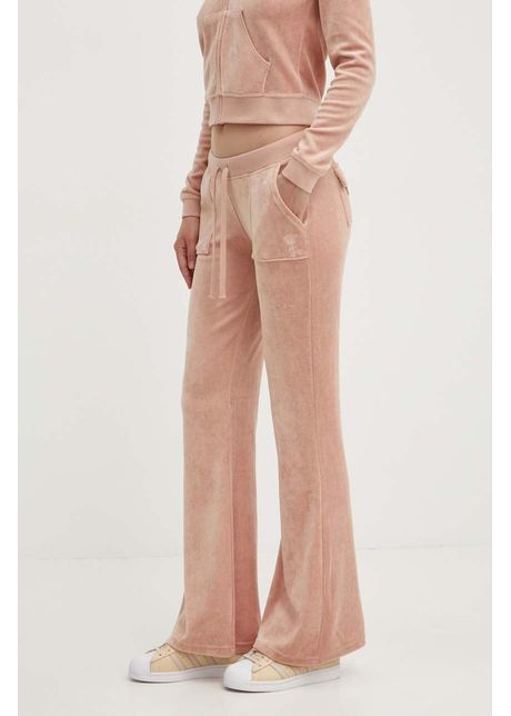 Juicy couture pantaloni de trening din velur caisa culoarea bej neted jcsebj008