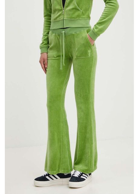 Juicy couture pantaloni de trening din velur caisa culoarea verde neted jcsebj008