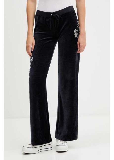 Juicy Couture pantaloni de trening din velur culoarea bleumarin, cu imprimeu, JCGBJ225010