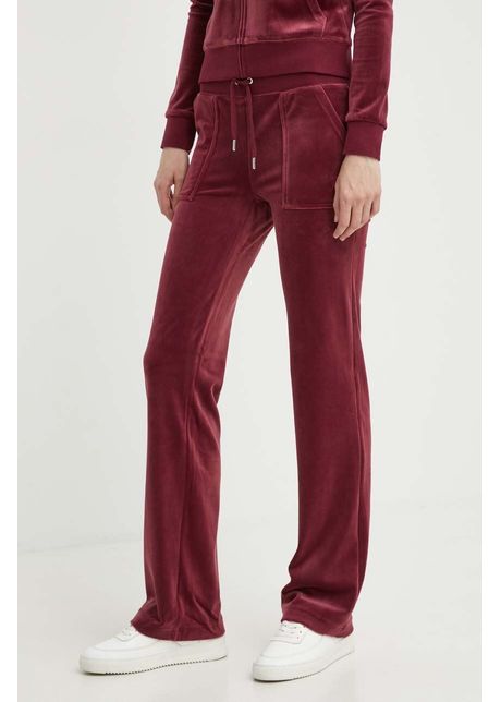 Juicy couture pantaloni de trening din velur culoarea bordo neted jcap180