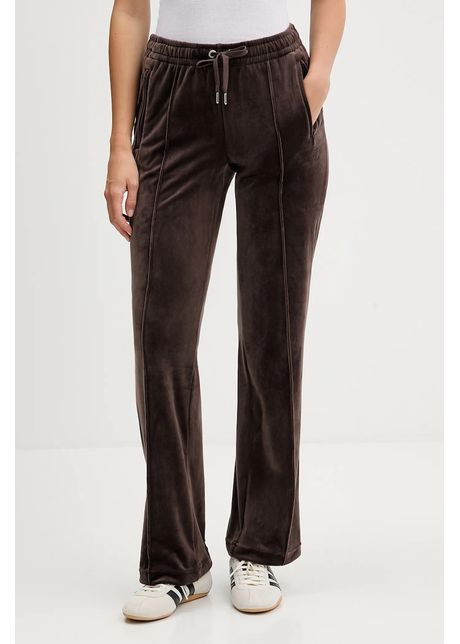 Juicy Couture pantaloni de trening din velur culoarea maro, cu imprimeu, JCWBJ225307