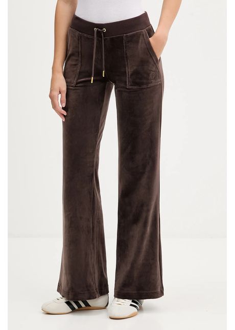 Juicy Couture pantaloni de trening din velur culoarea maro, uni, JCSEBJ001G.193