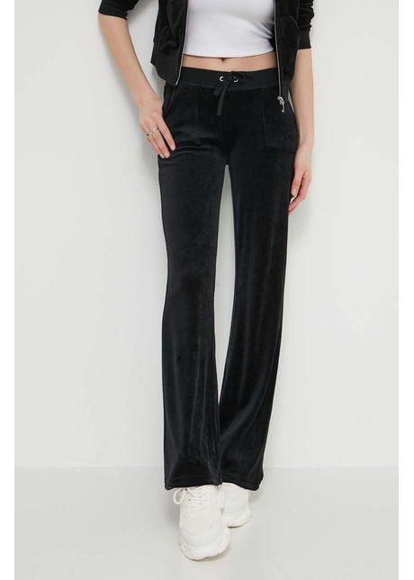 Juicy couture pantaloni de trening din velur culoarea negru neted