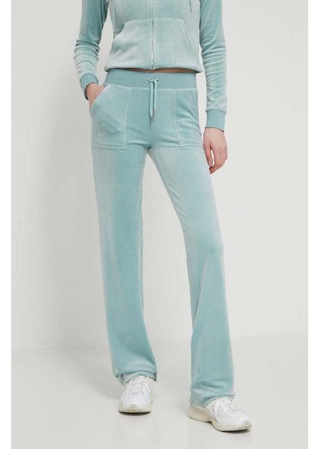 Juicy couture pantaloni de trening din velur culoarea verde cu imprimeu