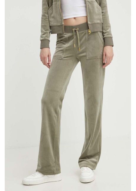 Juicy couture pantaloni de trening din velur culoarea verde neted jcap180g