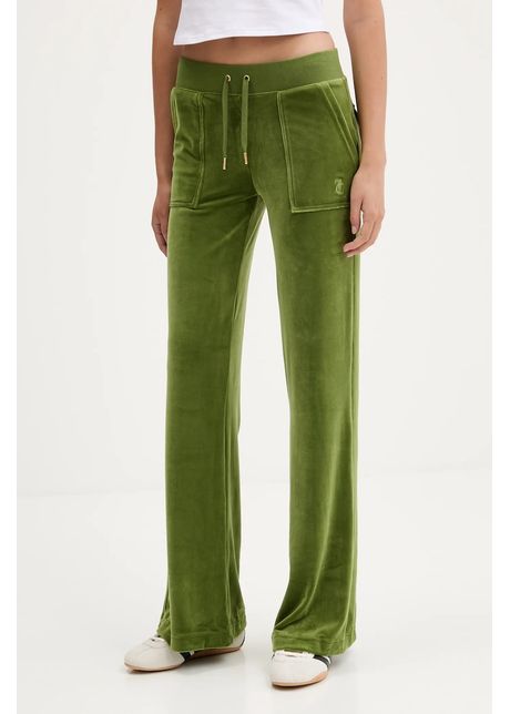 Juicy Couture pantaloni de trening din velur culoarea verde, uni, JCSEBJ001G