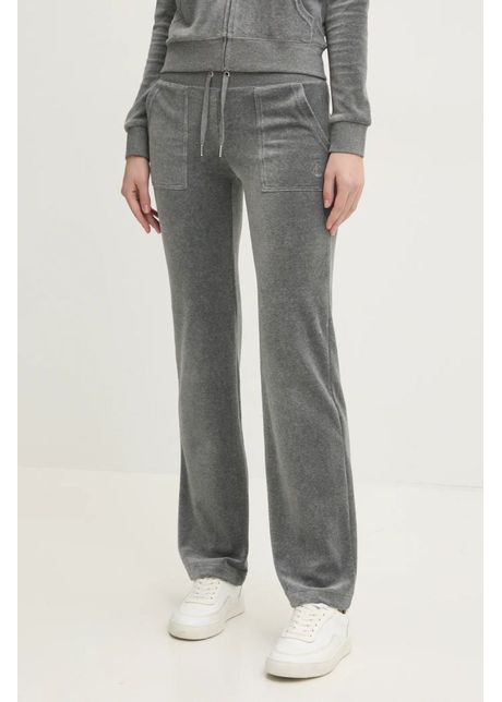 Juicy couture pantaloni de trening din velur del ray pant culoarea gri neted jcap180