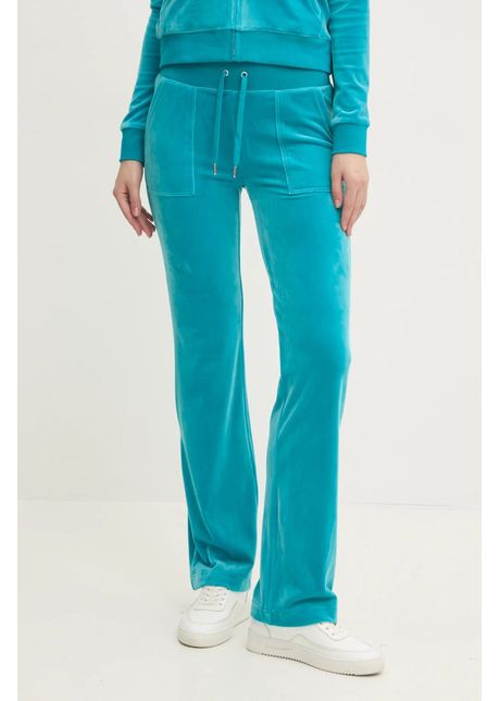 Juicy couture pantaloni de trening din velur del ray pant culoarea verde neted jcap180