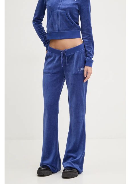 Juicy couture pantaloni de trening din velur heritage crown caisa low rise pant cu imprimeu jcgbj224012