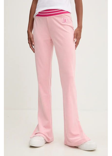 Juicy couture pantaloni de trening din velur kurt track pant culoarea roz cu imprimeu jcsbj224418