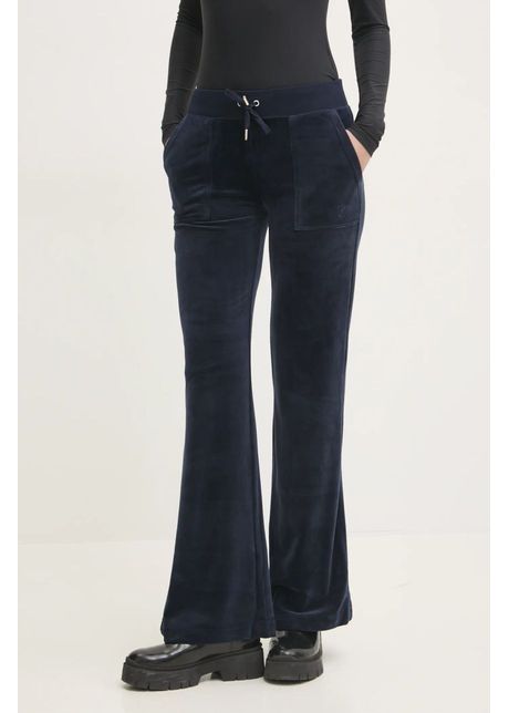 Juicy couture pantaloni de trening din velur layla pocket lr culoarea bleumarin uni jcsebj001
