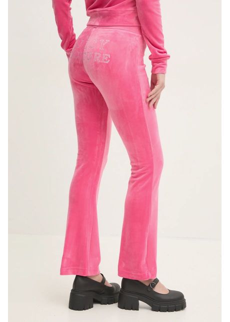 Juicy couture pantaloni de trening din velur lisa regal velour straight leg track pant culoarea roz cu imprimeu jcbbj224829