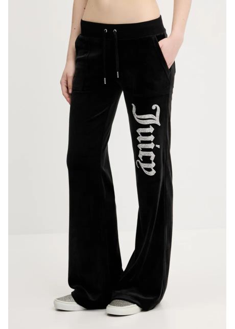 Juicy couture pantaloni de trening din velur pentru copii layla caviar femei culoarea negru cu imprimeu jcbbj125806