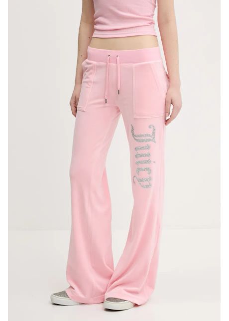 Juicy couture pantaloni de trening din velur pentru copii layla caviar femei culoarea roz cu imprimeu jcbbj125806