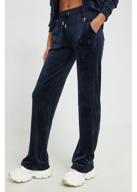 Juicy couture pantaloni de trening femei culoarea albastru marin neted