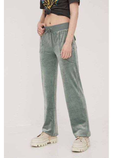 Juicy couture pantaloni de trening femei culoarea verde neted