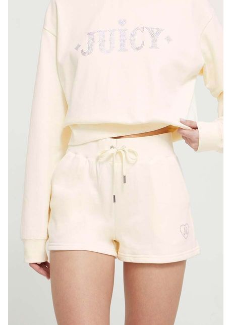 Juicy couture pantaloni scurti femei culoarea bej cu imprimeu high waist
